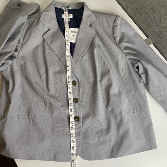 Talbots Plus Blazer Jacket Sz 22W Blue White Striped Office Career Italy NWT New - Picture 9 of 12